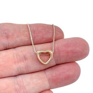 Vintage Dyadema Italy | Sterling Silver 925 | Rose Gold Heart Necklace | 16"-18"